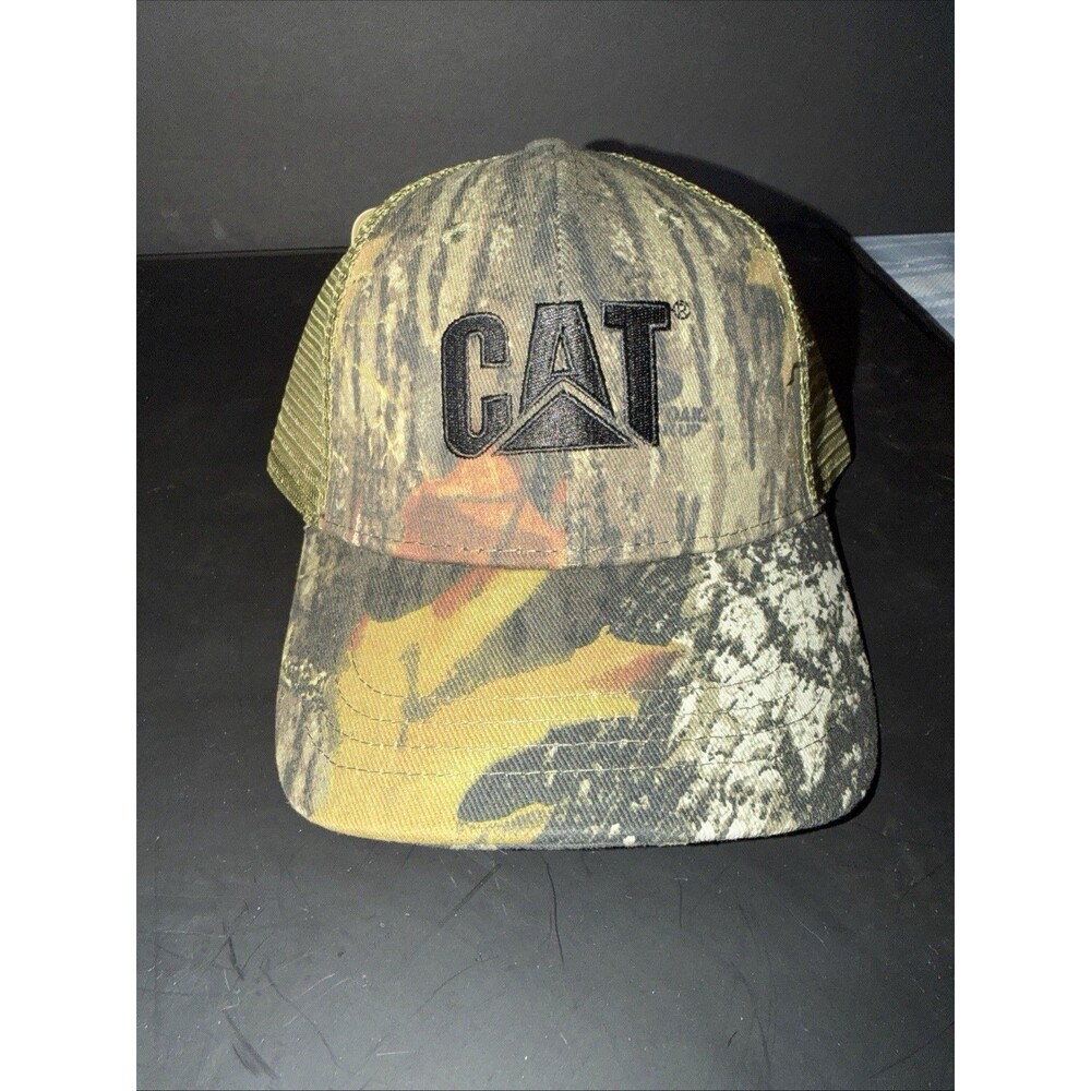 CAT Equipment Mossy Oak Camo  Snapback Trucker Cap. Mesh New W/ Tags